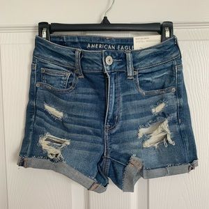 AE Ne(x)t Level High-Waisted Denim Short Short, Size 4